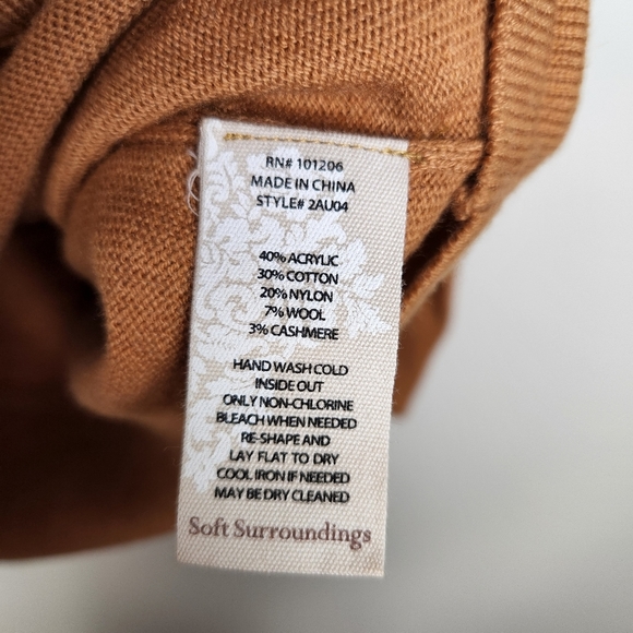 Soft Surroundings Gold Sequin Off Shoulder Cashmere Blend Sweater Top Sz M - Picture 4 of 5